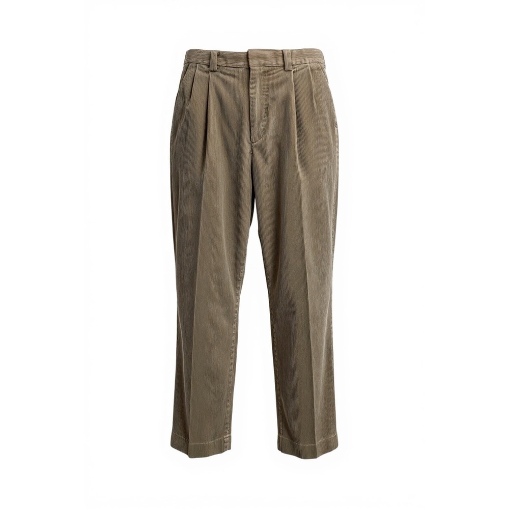 L.L.Bean Comfort Waist Corduroy Pants Men's Size 36 Pleated Khaki Heavy Trousers